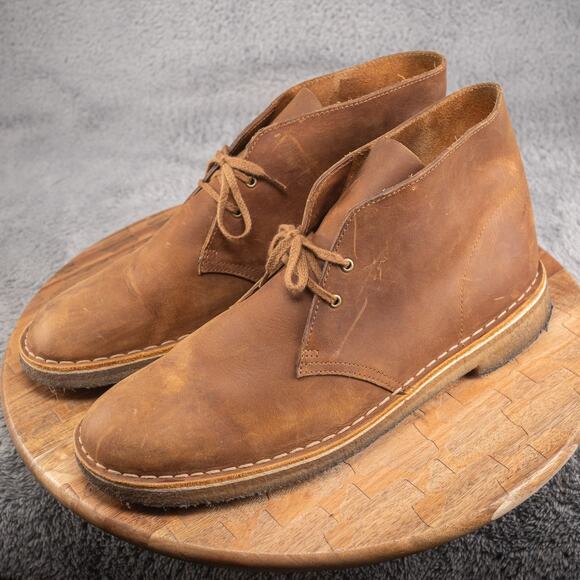 Clarks Originals Desert Mens 12 Chukka Boots Beeswax Brown Leather Crepe Sole - Picture 3 of 7